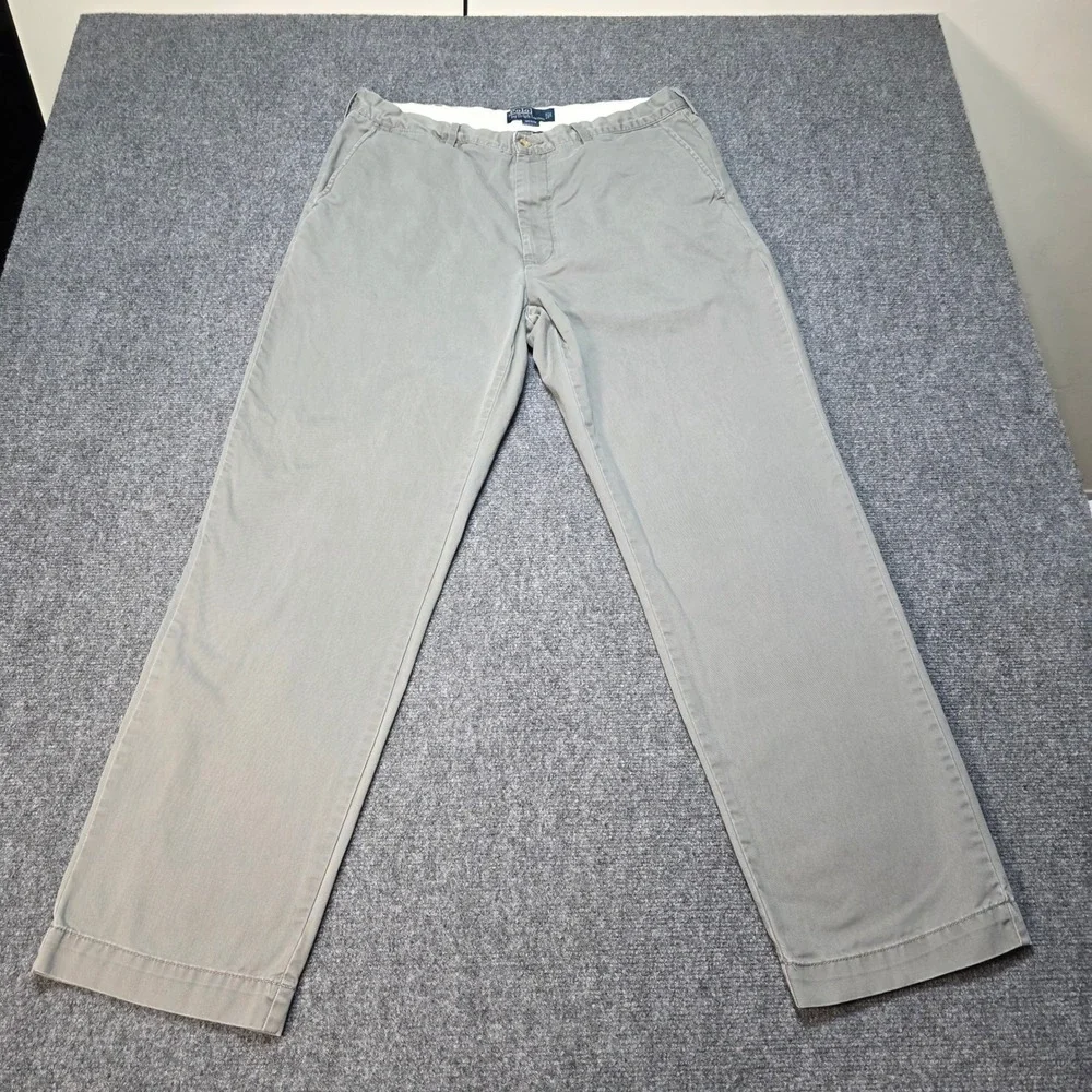 Polo Ralph Lauren Classic Chino Pants Mens 36x32 Grey Cotton Straight‎ Leg Twill
